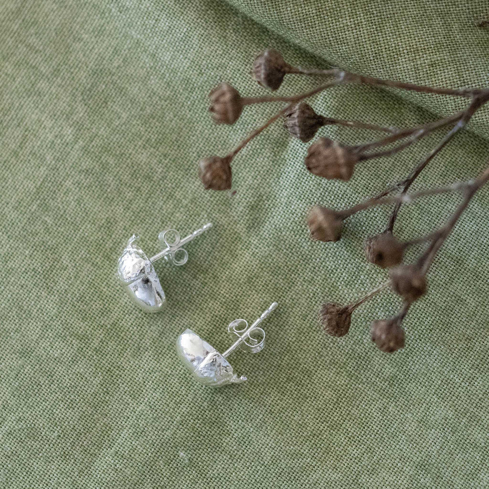 Sterling Silver Acorn Stud Earrings