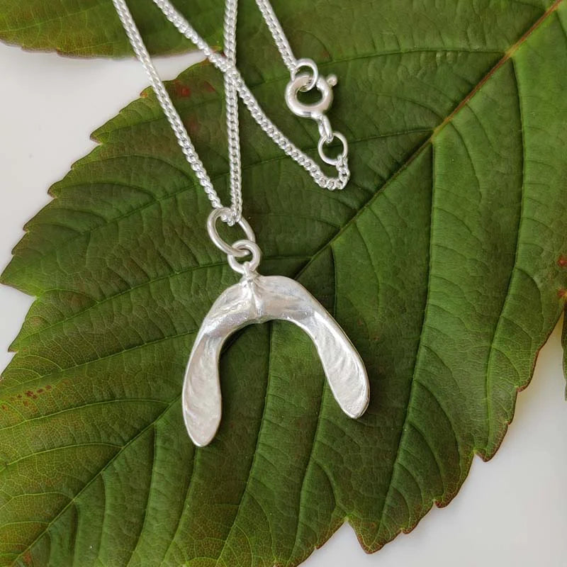 Medium Sterling Silver Sycamore Seed Pendant