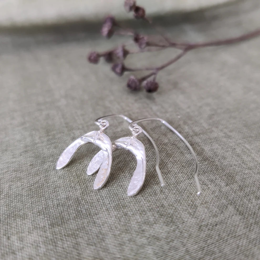 Sterling Silver Sycamore Seed Drop Earrings