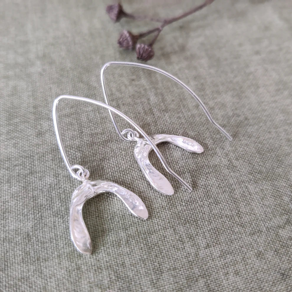 Sterling Silver Sycamore Seed Drop Earrings