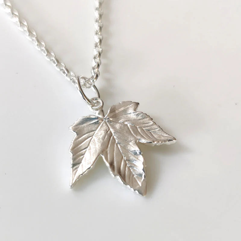 Small Sterling Silver Sycamore Leaf Pendant
