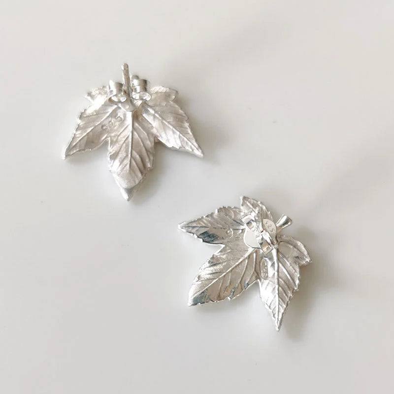 Small Sterling Silver Sycamore Leaf stud Earrings