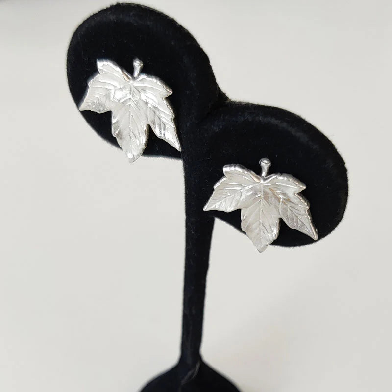 Small Sterling Silver Sycamore Leaf stud Earrings