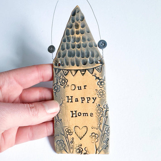 Ceramic House Plaque "Our Happy Home" Made in Wales