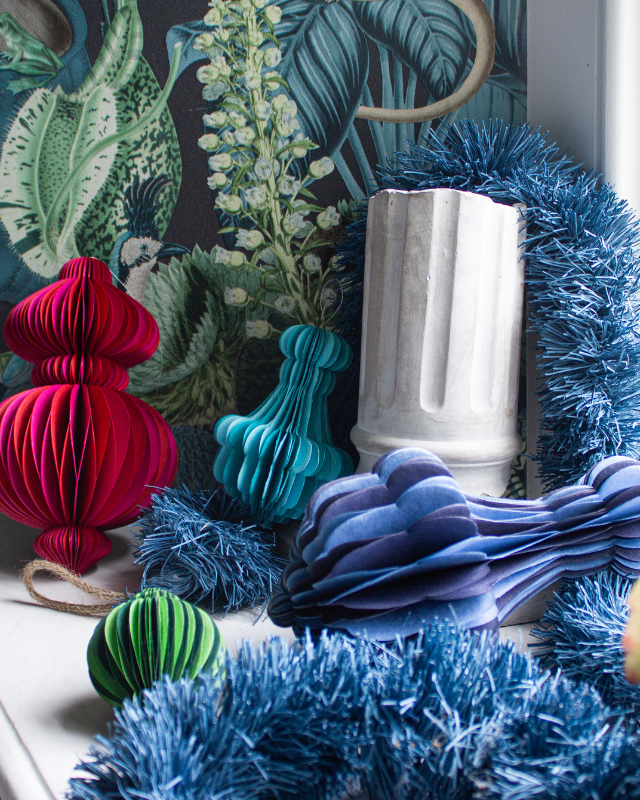 Indian Recycled Paper Decoration 'Medium Turquoise Bauble'