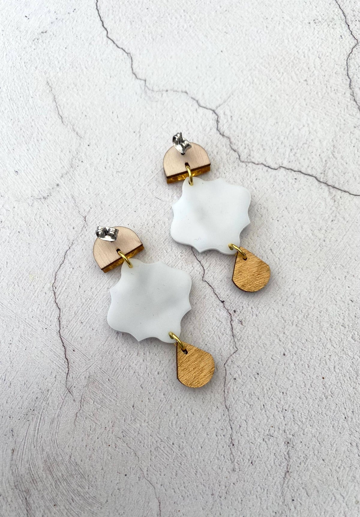 Erica Statement Gold Tile Earrings