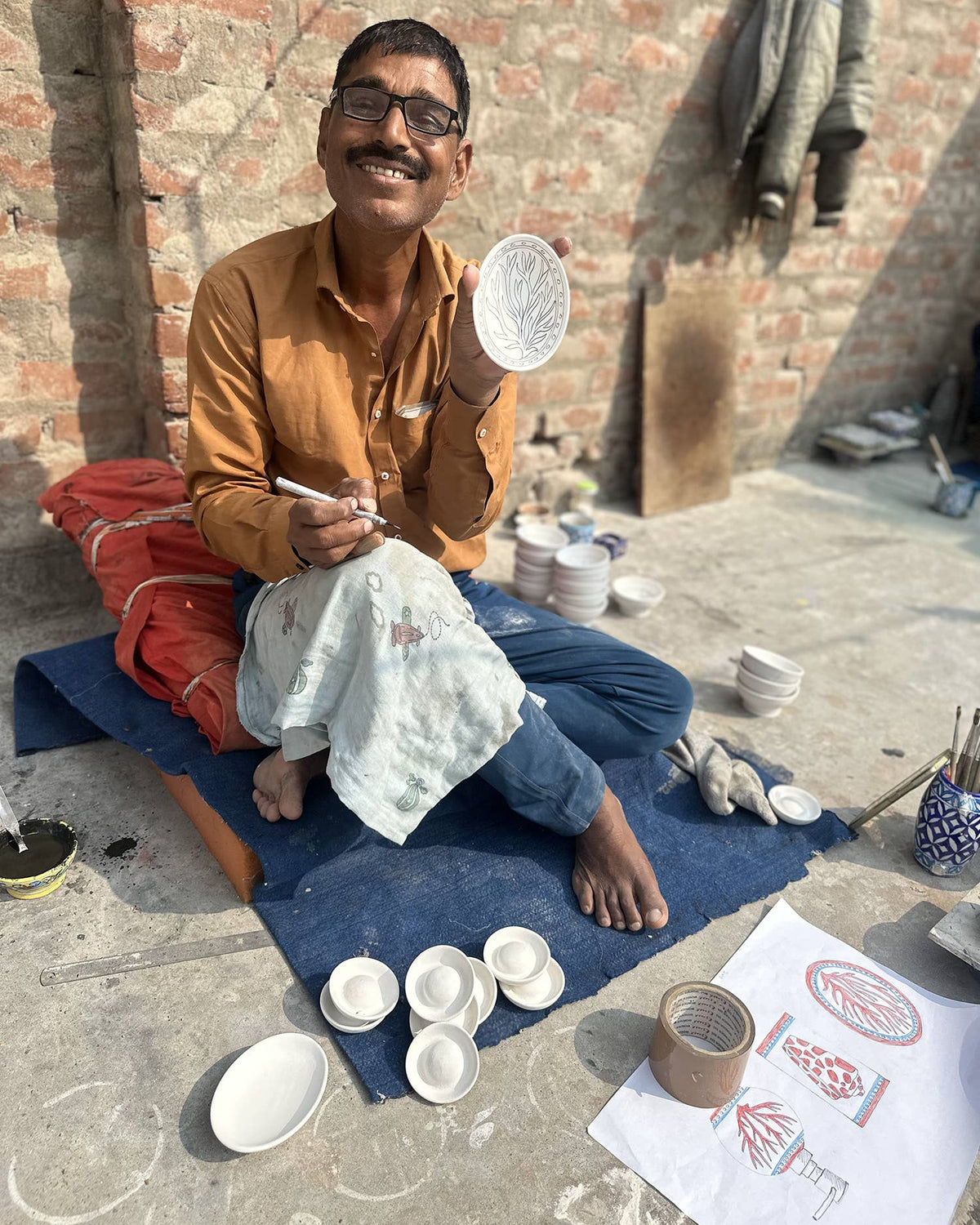 Soap Dish – Hand Painted Ceramic – Indian Flower Design