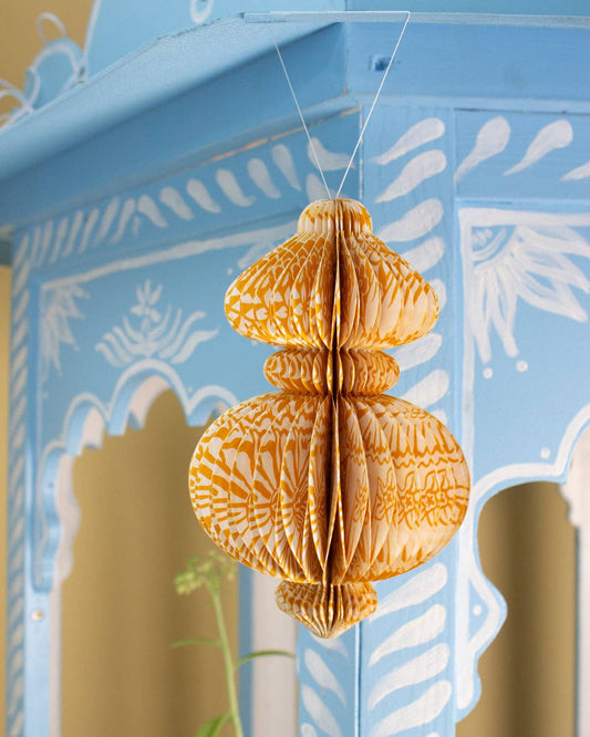 Indian Recycled Paper Decoration 'Mustard Floral' — Medium