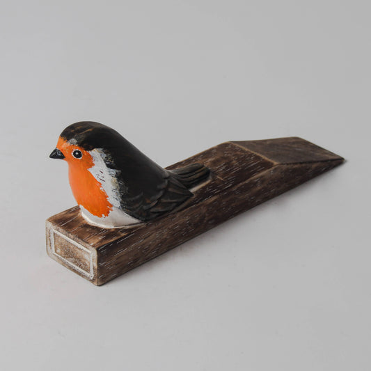 Hand Carved Wooden Robin Doorstop by Archipelago