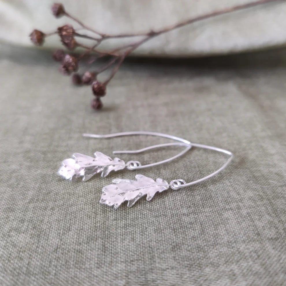Sterling Silver Oak Leaf drop Earrings