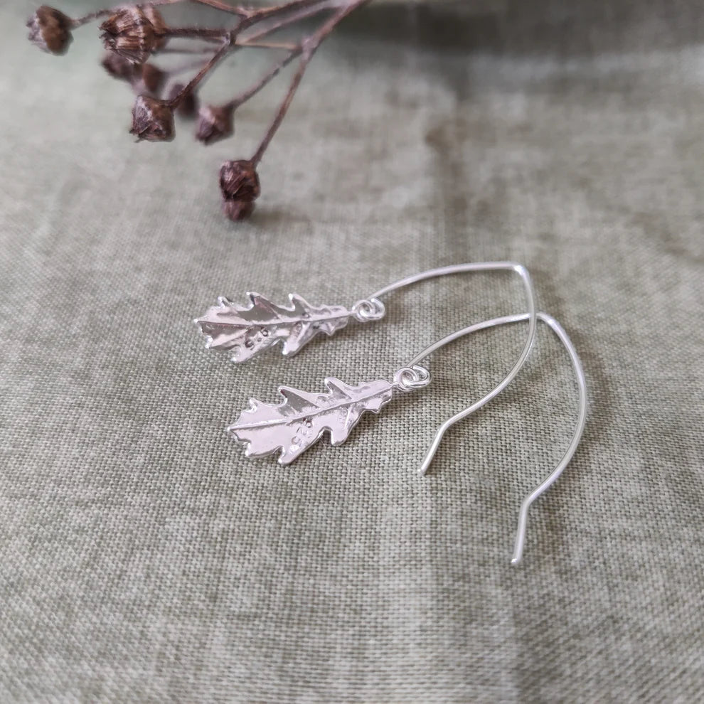 Sterling Silver Oak Leaf drop Earrings
