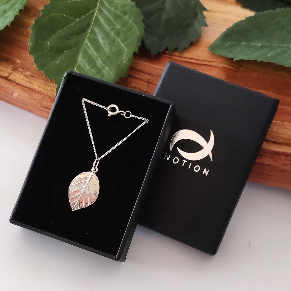 Small Sterling Silver Beech Leaf Pendant