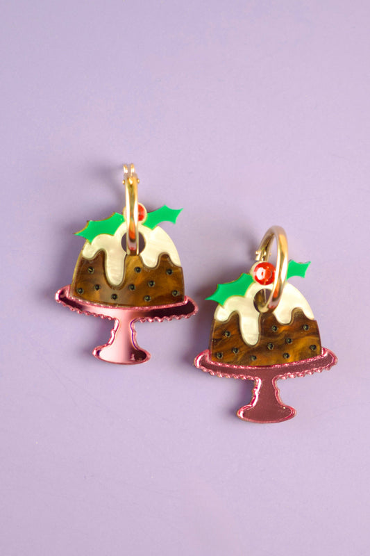 Christmas Pudding Hoop Earrings