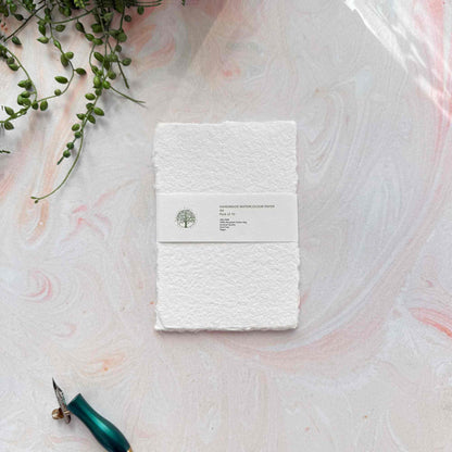 Watercolour Card in White | Packs of Handmade Cotton Card