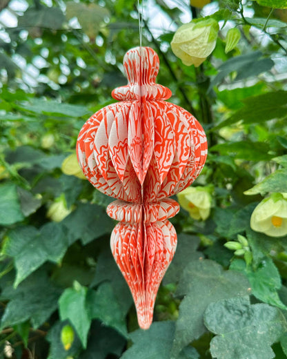Indian Recycled Paper Decoration 'Large Orange Floral'