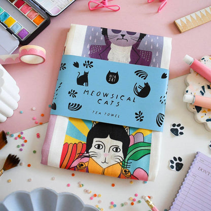 Meowsical Cats Tea Towel 