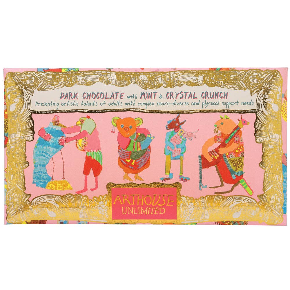 Hugging Animals, Dark Chocolate with Mint & Crystal Crunch