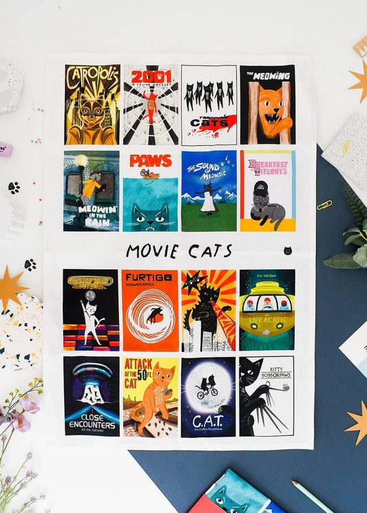 Movie Cats Tea Towel