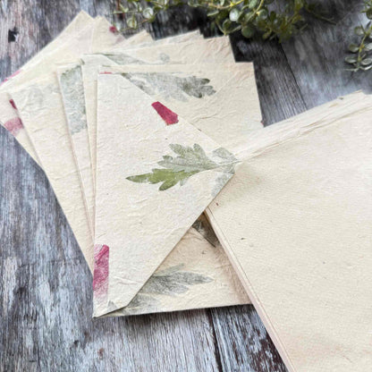 Handmade Lokta Paper Letter Writing Set – Mugwort & Bougainvillea