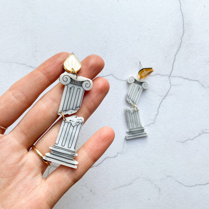 Crumbling Ionic Column Statement Earrings