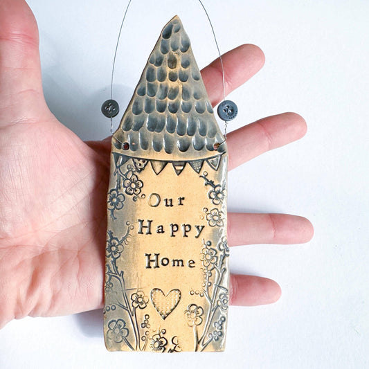 Ceramic House Plaque "Our Happy Home" Made in Wales