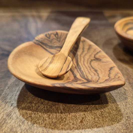 Olive Wood Heart Salt and Spice Dish