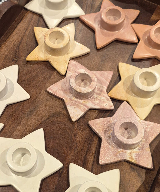 Star Candle Holders in Soapstone