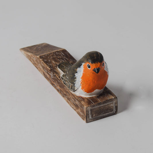 Hand Carved Wooden Robin Doorstop by Archipelago