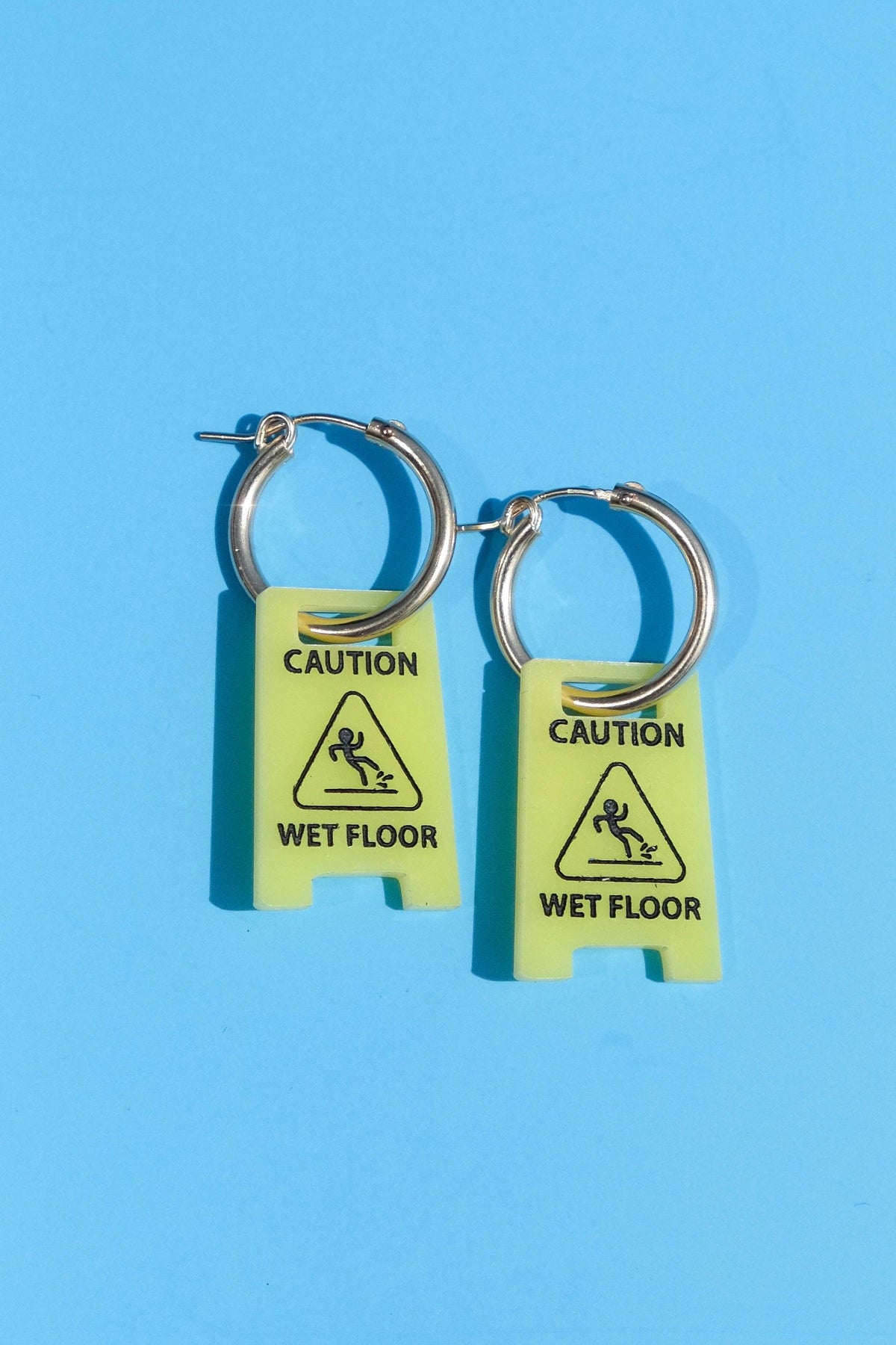 Wet Floor Sign Hoop Earrings