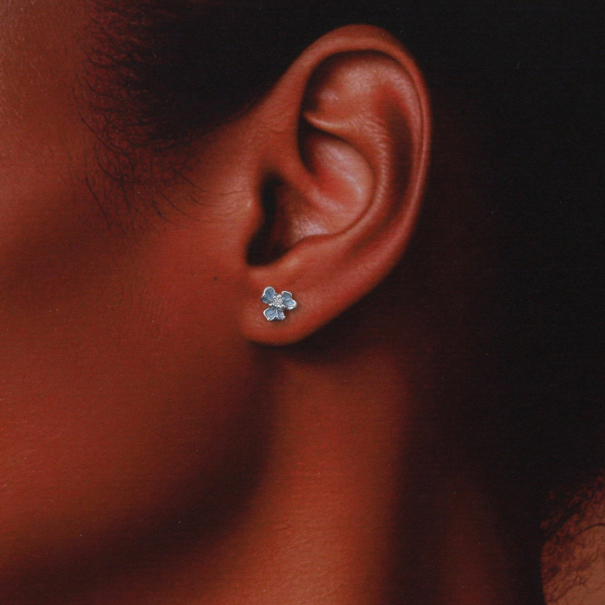 "I'd Pick you" three petal blue flower earring