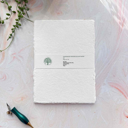 Watercolour Card in White | Packs of Handmade Cotton Card