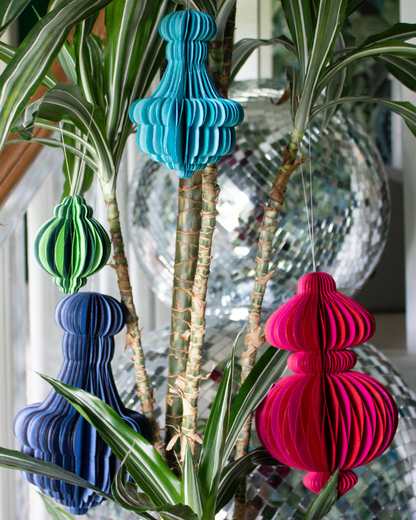 Indian Recycled Paper Decoration 'Medium Turquoise Bauble'
