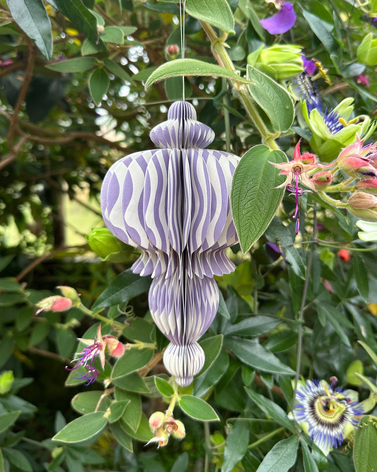 Indian Recycled Paper Decoration 'Large Lilac Wavey Lines'