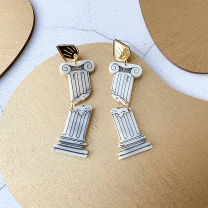 Crumbling Ionic Column Statement Earrings