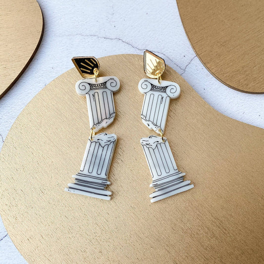 Crumbling Ionic Column Statement Earrings