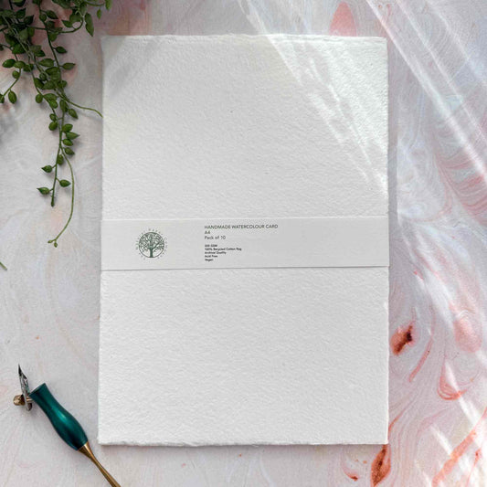 Watercolour Card in White | Packs of Handmade Cotton Card