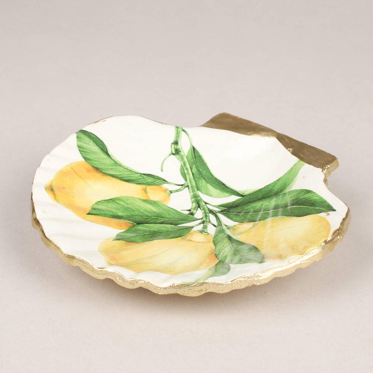 Lemon Scallop Shell Trinket Dish – Hand-Painted Coastal Bowl