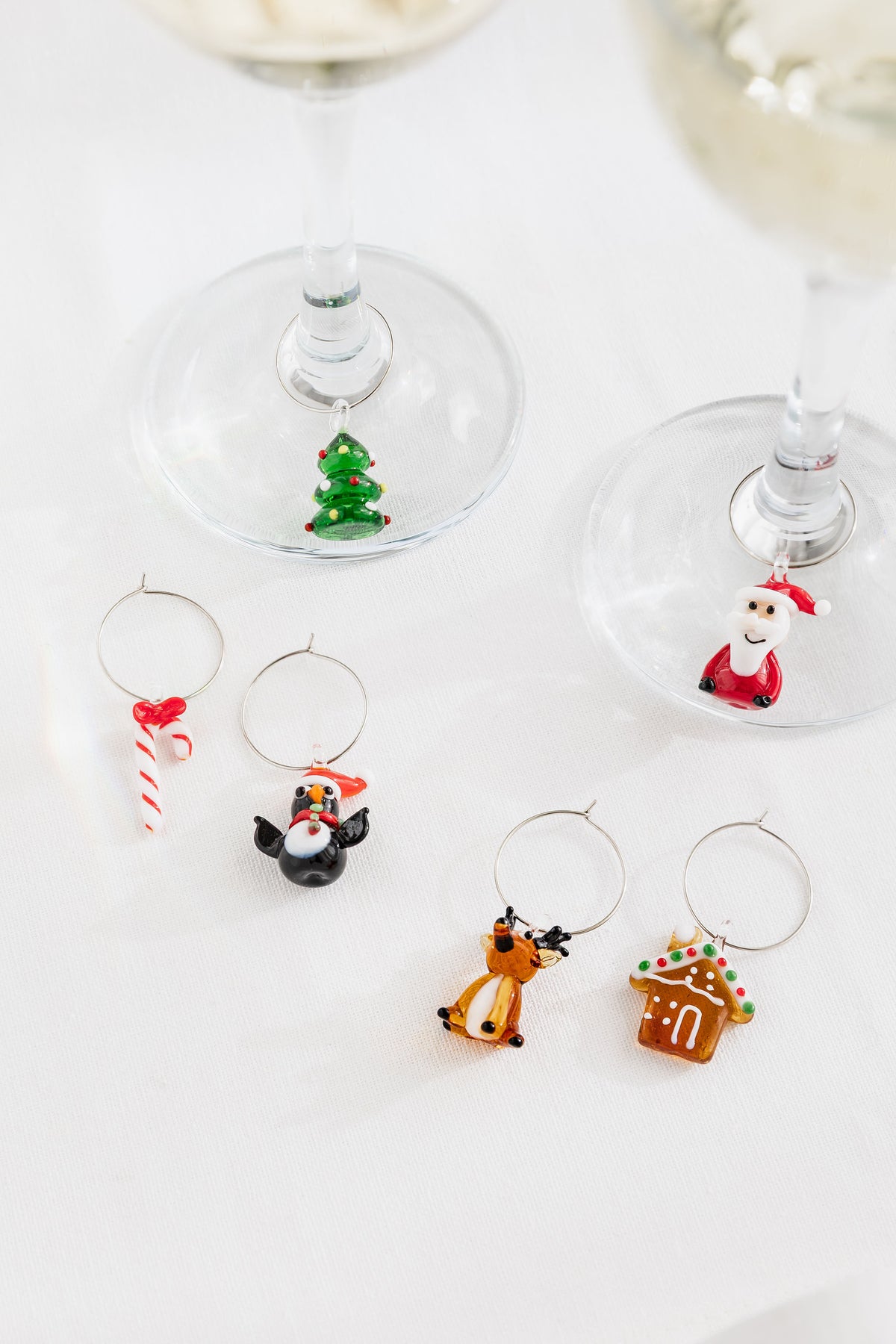 Glass Wine Charms - Christmas