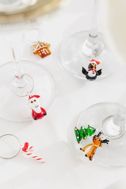 Glass Wine Charms - Christmas