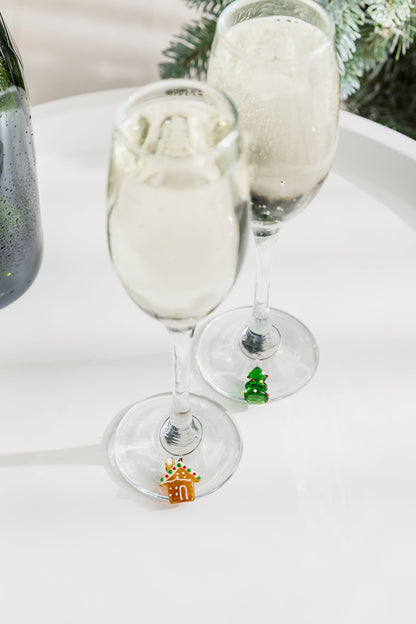 Glass Wine Charms - Christmas