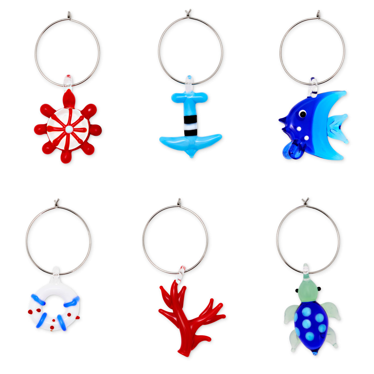 Glass Wine Charms - Coastal