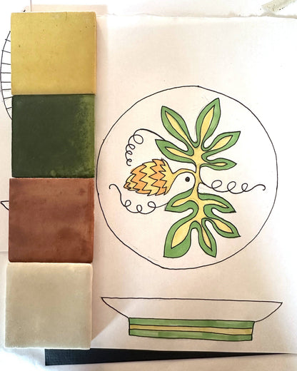 Soap Dish – Hand Painted Ceramic – Passion Flower Design
