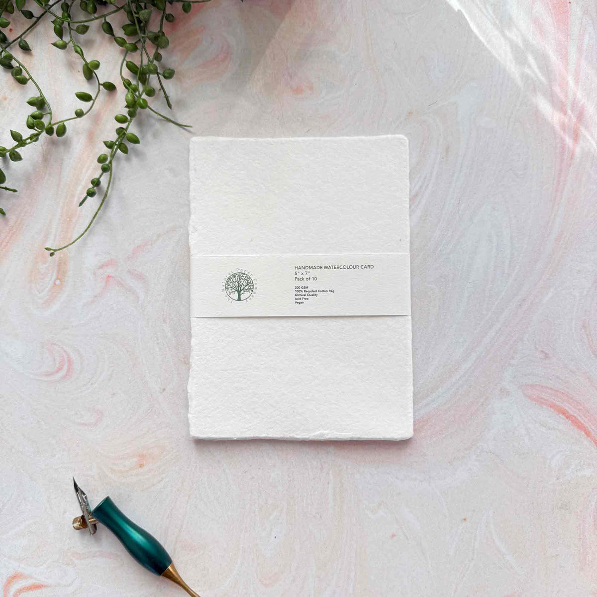 Watercolour Card in White | Packs of Handmade Cotton Card