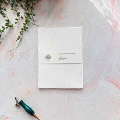 Watercolour Card in White | Packs of Handmade Cotton Card