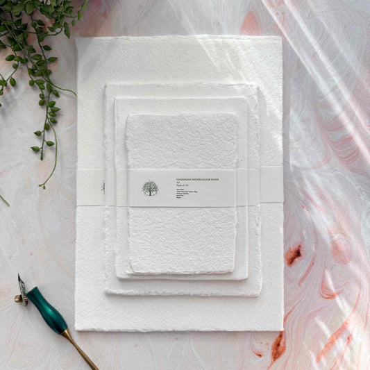 Watercolour Card in White | Packs of Handmade Cotton Card
