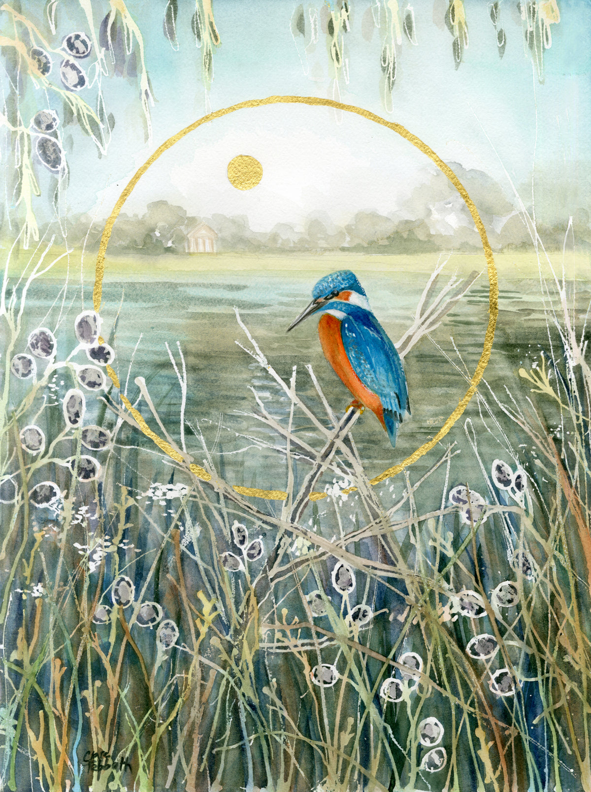 View Across Octagon Lake, Stowe. By Clare Tebboth LIMITED EDITION