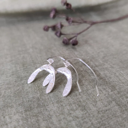 Sterling Silver Sycamore Seed Drop Earrings