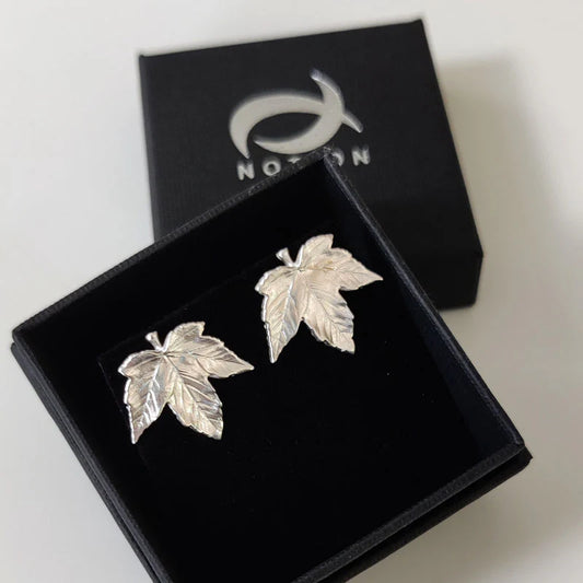 Small Sterling Silver Sycamore Leaf stud Earrings