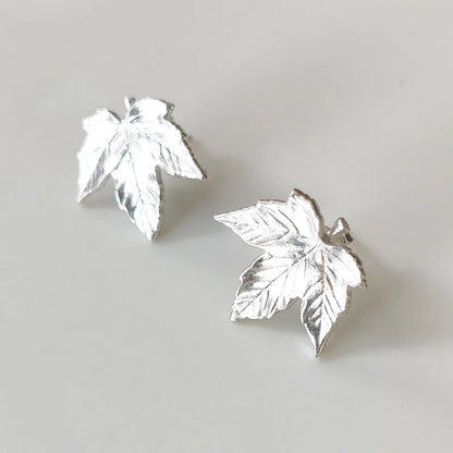 Small Sterling Silver Sycamore Leaf stud Earrings