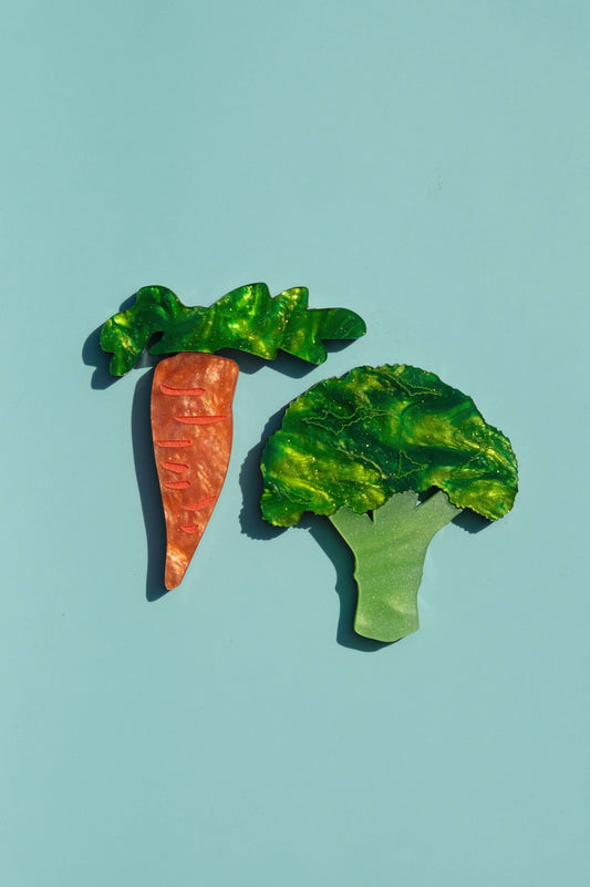 Broccoli and Carrot Veggie Hair Clips - Set of 2
